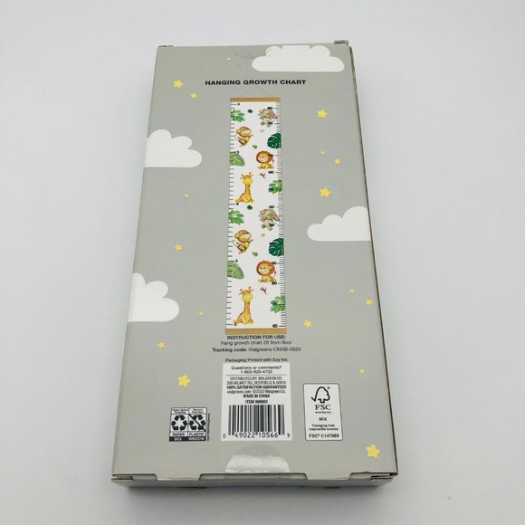 Moon and Stars Kids Hanging Height Growth Chart, Safari Animal Themed NEW IN BOX - Picture 2 of 2